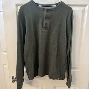 The American Outdoorsman Mens M Olive Gr. Henley Thermal Waffle Base Layer